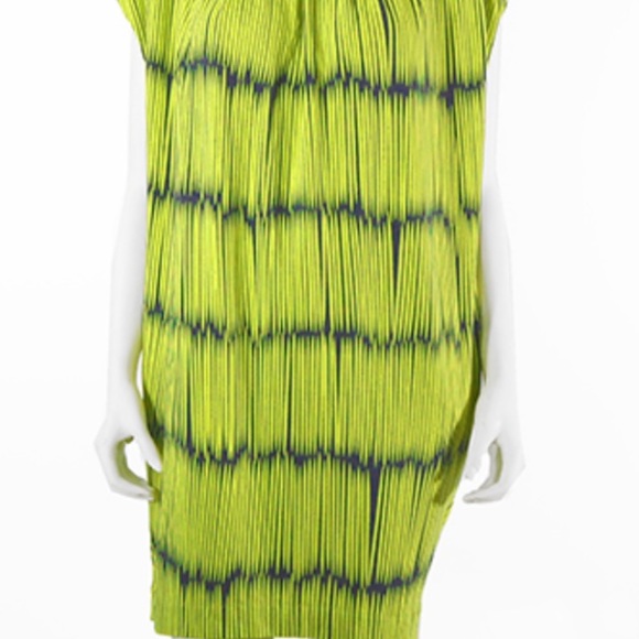 Marimekko Monena Chartreuse/ Navy Dress by Reeta Ek - Picture 3 of 7